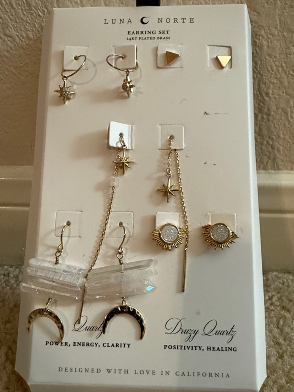 Luna Norte Gold-Tone Women’s Earring Set – 5 pair